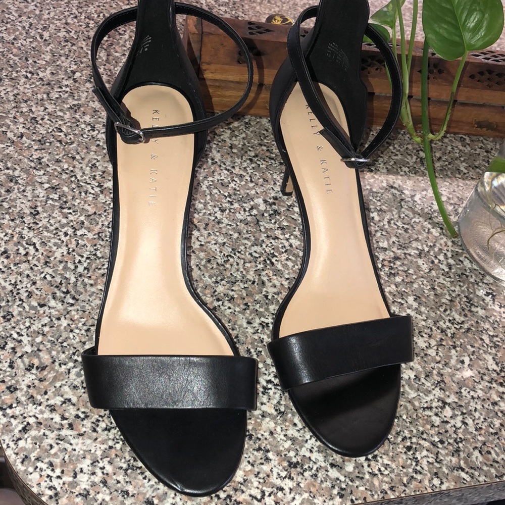 Black ankle strap sandal heels by Kelly & Katie